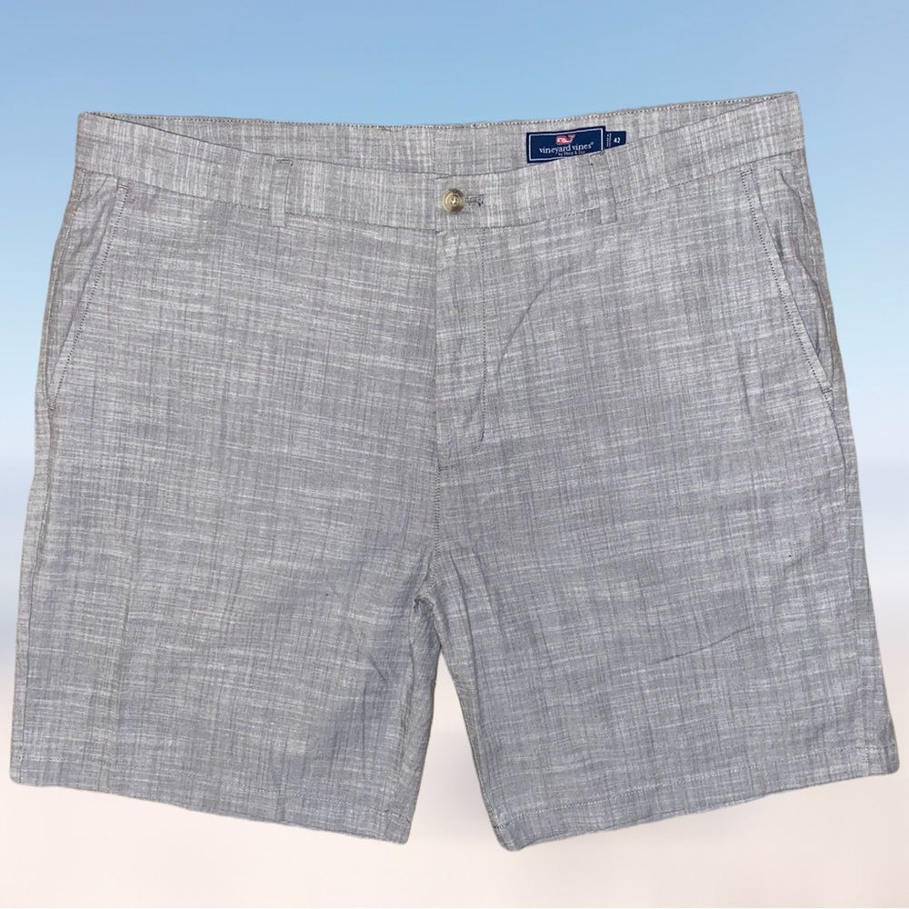 Men’s VINEYARD VINES 9” Chambray Chino Breaker Shorts In Gray Harbor | 42 | EUC